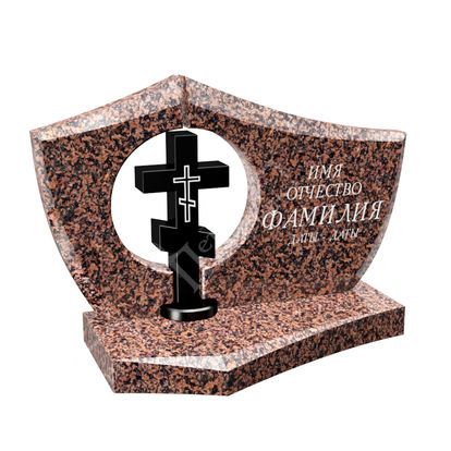 Элитный памятник с крестом из гранита светло-коричневого ГП-84