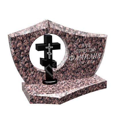 Элитный памятник с крестом из гранита тёмно-розового ГП-84