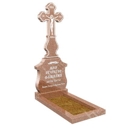 Эксклюзивный памятник крест резной на могилу из гранита розового ЭП-120