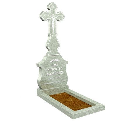 Эксклюзивный памятник крест резной на могилу из гранита белого ЭП-120