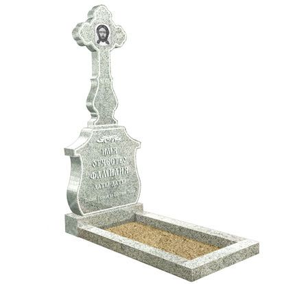 Эксклюзивный памятник крест резной на могилу из гранита белого ЭП-121