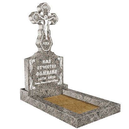 Эксклюзивный памятник крест резной на могилу из гранита серого ЭП-122
