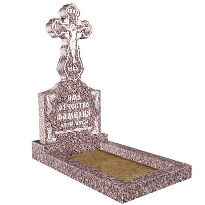 Большой эксклюзивный резной крест на могилу из темно-розового гранита  ЭП-122
