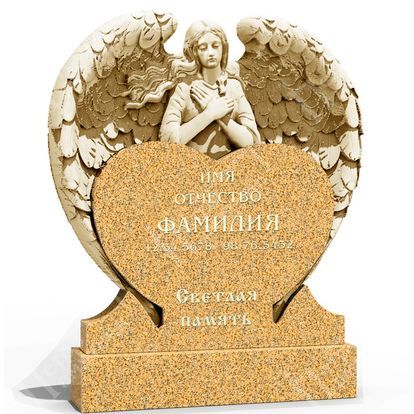Резной памятник со скульптурой ангела (Желтау Желтый)