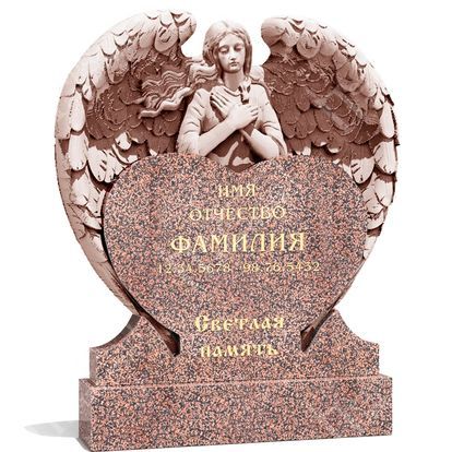 Резной памятник со скульптурой ангела (Балморал Ред)