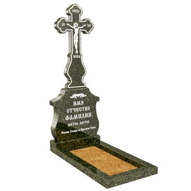 Эксклюзивный памятник крест резной на могилу из гранита зелёного ЭП-120