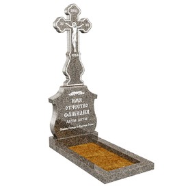 Эксклюзивный памятник крест резной на могилу из гранита серого ЭП-120