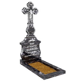 Эксклюзивный памятник крест резной на могилу из гранита тёмного ЭП-120