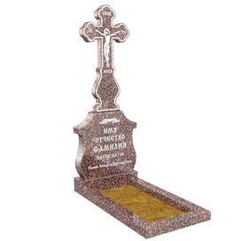 Эксклюзивный памятник крест резной на могилу из гранита тёмно-розового ЭП-120