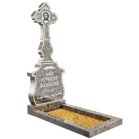 Эксклюзивный памятник крест резной на могилу из гранита серого ЭП-121