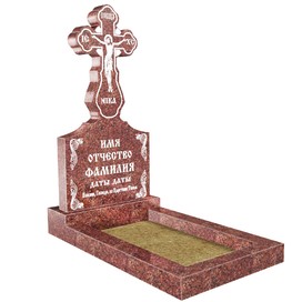 Эксклюзивный памятник крест резной на могилу из гранита красного ЭП-122