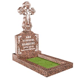 Эксклюзивный памятник крест резной на могилу из гранита светло-коричневого ЭП-122