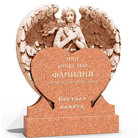 Резной памятник со скульптурой ангела (Желтау Красный)